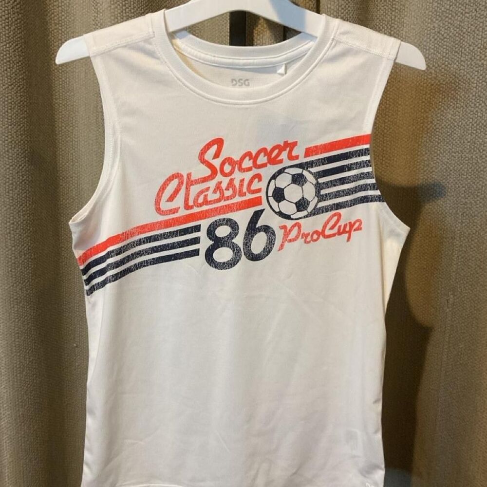 DSG Kids White Soccer Classic Procup Tank Top M